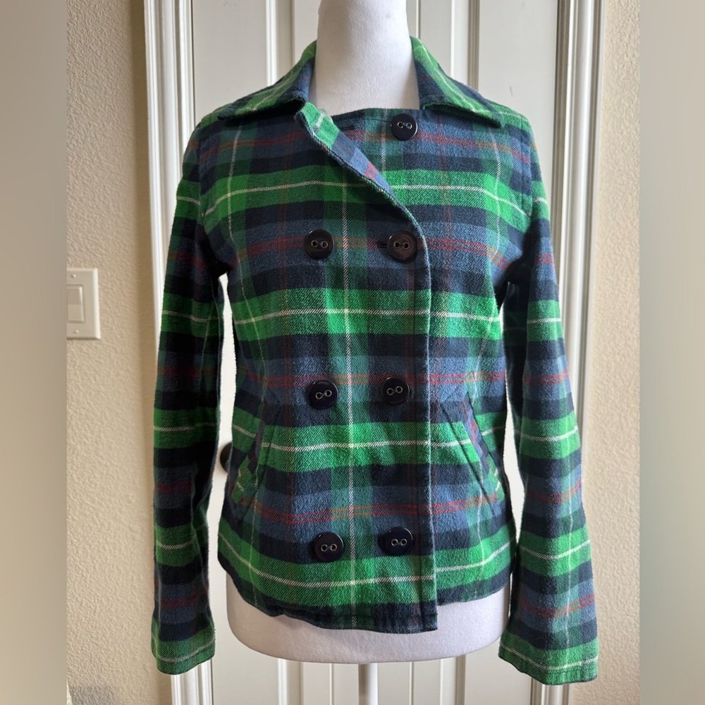 rafaella Plaid Green and Blue Women's Jacket